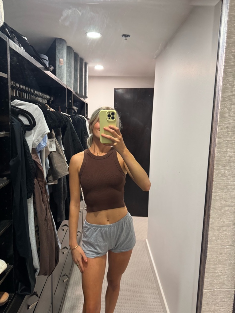 Aerie Brown High Neck Ribbed Crop Tank - SIZE XS